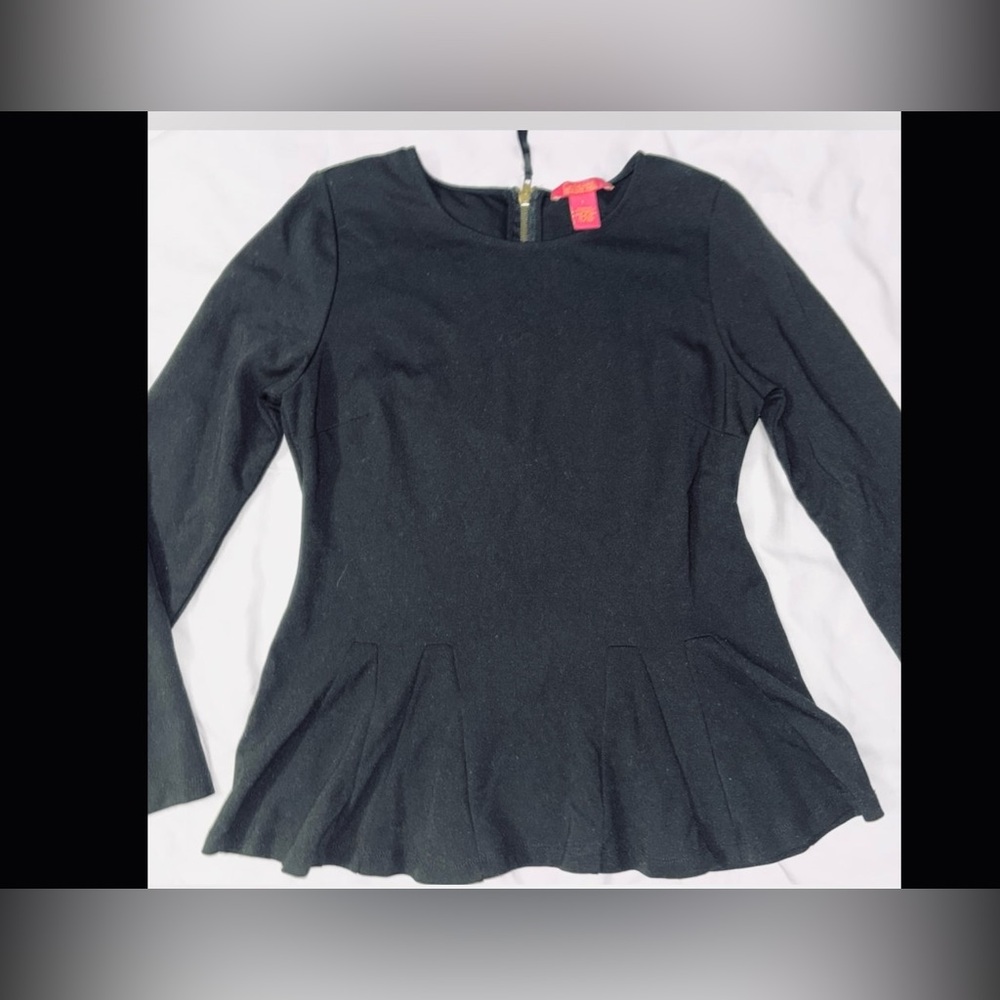 Catherine Malandrino‎ Black Long sleeve peplum top L